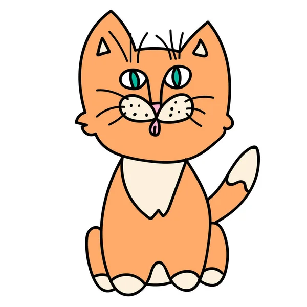 Cartoon Orange Cat Isolated White Background Vector Illustration — Stock Vector