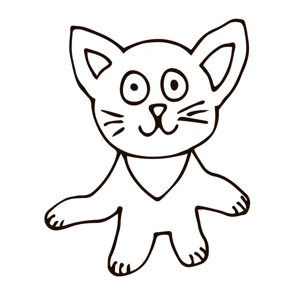 Cartoon Doodle Kat Geïsoleerd Witte Achtergrond Vectorillustratie — Stockvector