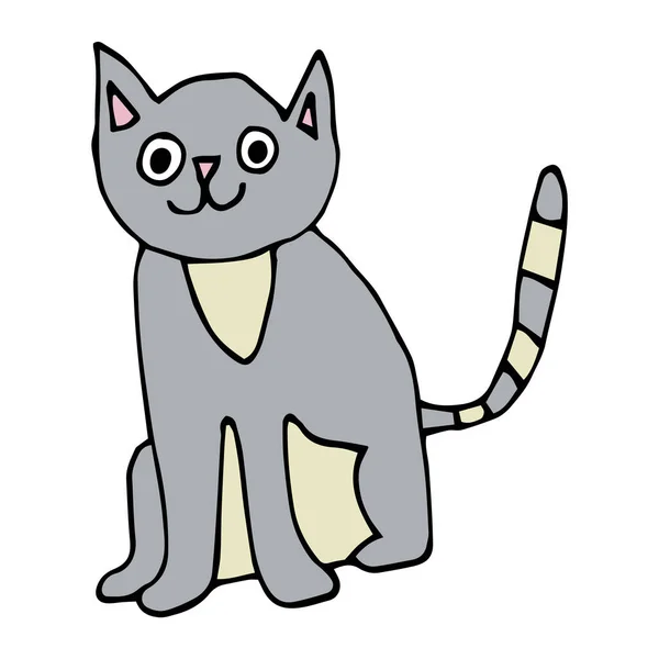 Kucing Corat Coret Kartun Terisolasi Pada Latar Belakang Putih Ilustrasi - Stok Vektor