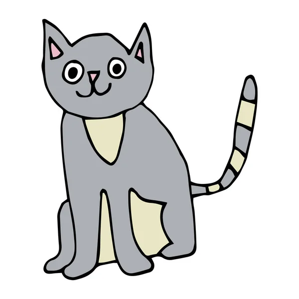 Cartoon Doodle Kat Geïsoleerd Witte Achtergrond Vectorillustratie — Stockvector