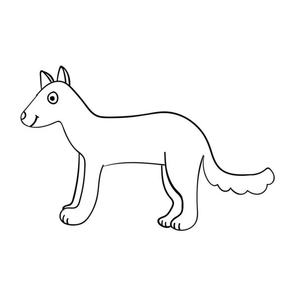 Desenhos Animados Doodle Linear Bonito Cão Isolado Fundo Branco Ilustração — Vetor de Stock
