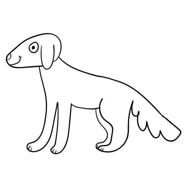 Desenhos Animados Doodle Linear Bonito Cão Isolado Fundo Branco Ilustração — Vetor de Stock