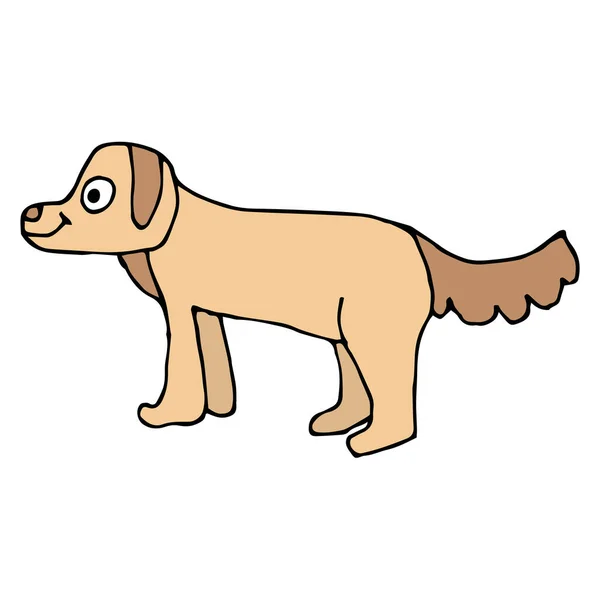 Desenhos Animados Doodle Linear Bonito Cão Isolado Fundo Branco Ilustração — Vetor de Stock