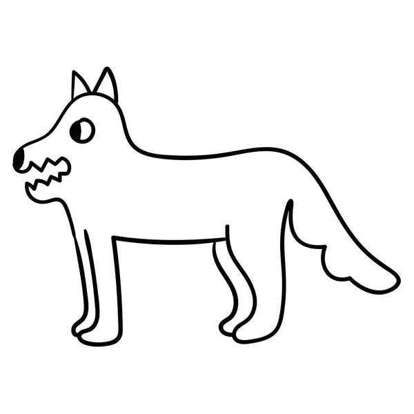 白い背景に孤立した漫画のドアの線形オオカミ ベクターイラスト — ストックベクタ