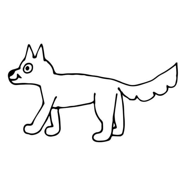Cartoon Doodle Lineární Roztomilý Pes Izolovaný Bílém Pozadí Vektorová Ilustrace — Stockový vektor