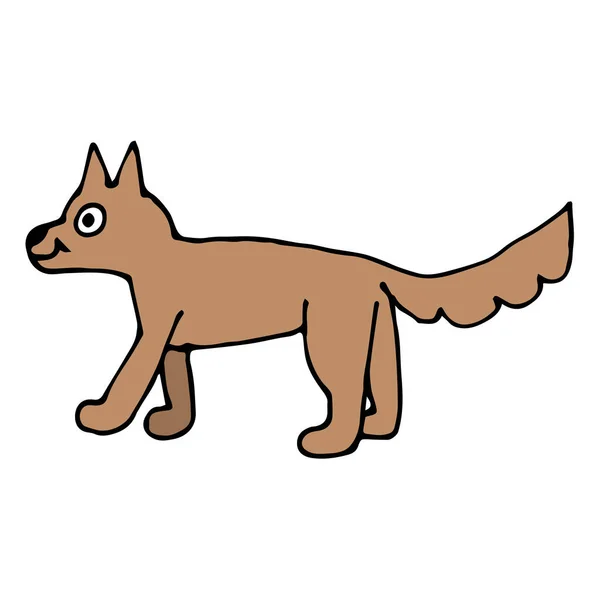 Desenhos Animados Doodle Linear Bonito Cão Isolado Fundo Branco Ilustração — Vetor de Stock