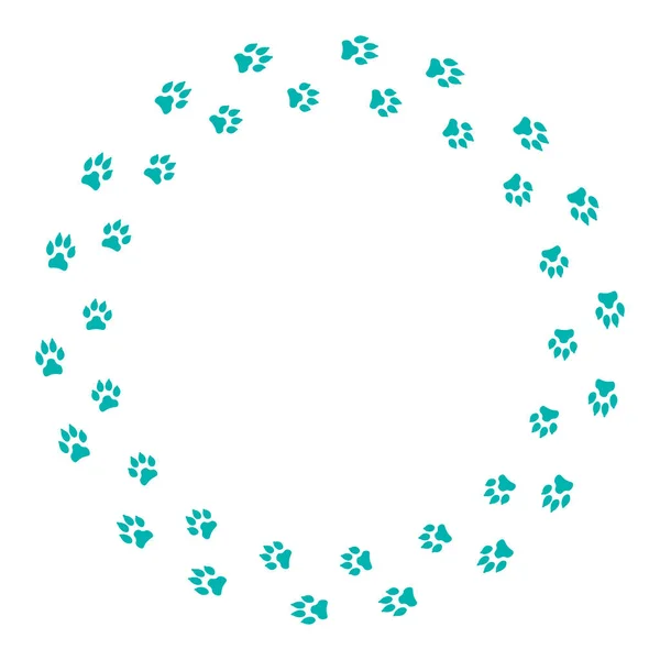 Кругла Рамка Доріжками Собак Ізольована Білому Тлі Векторні Ілюстрації — стоковий вектор
