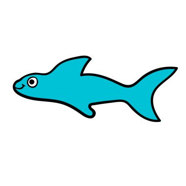 Çizgi film karalama doğrusal köpekbalığı beyaz arka planda izole edildi. Vektör illüstrasyonu. 