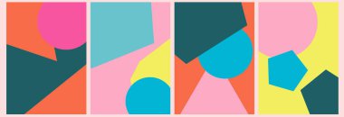 Soyut arka plan, şablon, sanatsal kapaklar tasarım, renkli doku. Moda deseni, grafik posteri, geometrik broşür, kart. Vektör illüstrasyonu.