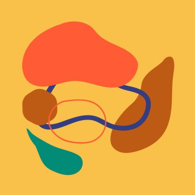 Düz stil ve düzensiz geometrik şekilli soyut modern kart. Coğrafi alan tespit edildi. Vektör illüstrasyonu.   