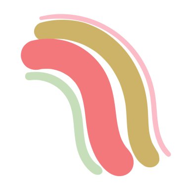 Beyaz arka planda izole edilmiş düz bir gökkuşağı çizgi filmi. Güzel modern poster. Fırça darbesi kartı. Vektör illüstrasyonu.        