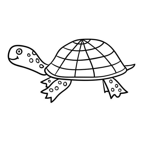 Cartoon Doodle Lineární Želva Izolované Bílém Pozadí Vektorová Ilustrace — Stockový vektor