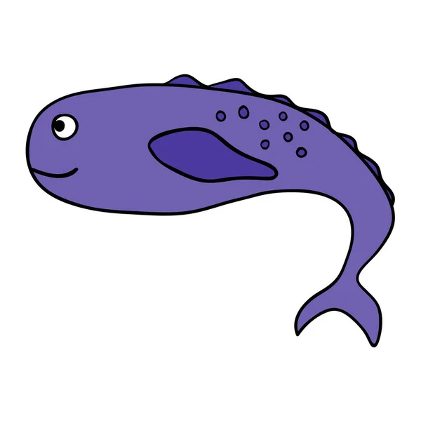 Cartoon Doodle Lineaire Walvis Geïsoleerd Witte Achtergrond Vectorillustratie — Stockvector