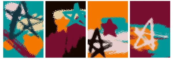 Abstrakte Hintergründe Mit Halbtonsternen Elementen Vorlage Künstlerischem Cover Design Farbenfroher — Stockvektor