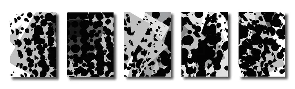 Abstrakcyjny Zestaw Okładek Tła Kropkami Kółka Bałagan Nieskończoność Kropkowane Plakaty — Wektor stockowy