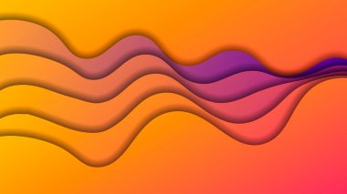 Kağıt kesiği arka plan. Soyut gerçekçi kağıt, dalgalı katmanlarla süslenmiş dekorasyon. Vektör illüstrasyonu.