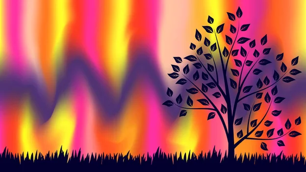 Fond Flou Coloré Avec Herbe Arbre Carte Gradient Abstrait Moderne — Image vectorielle