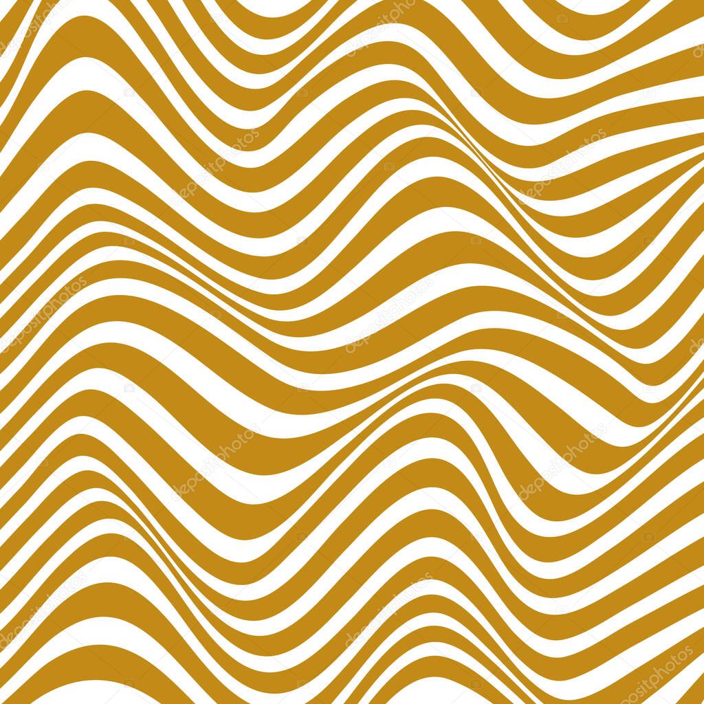Abstract distortion line background. Striped wave backdrop. Wavy Op art cover. Vector illustration. 