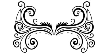 Tasarım, girdap ve kıvrım için soyut karalama kıvırcık elementi. Siyah ayırıcı. Vektör illüstrasyonu.   