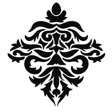 Beyaz arka planda siyah çiçekli kumaş elementi var. Vektör illüstrasyonu.