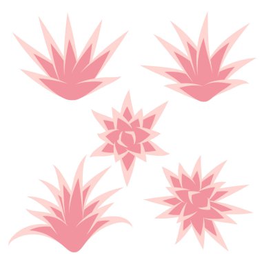 Sulu bitki seti, çalılık, beyaz arka planda izole edilmiş çiçek. Vektör illüstrasyonu.