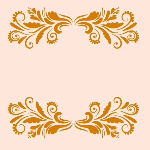 Золоті Декоративні Привітання Листівки Конгресів Фігурними Квітковими Кордонами Ізольовані Рожевому — стоковий вектор