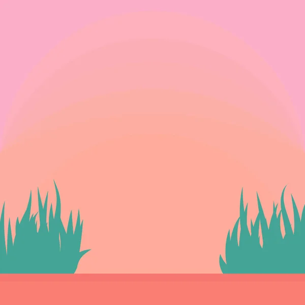 Leaflet Landscape Grass Sunrise Sky Isolated White Background Vector Illustration — Stock Vector