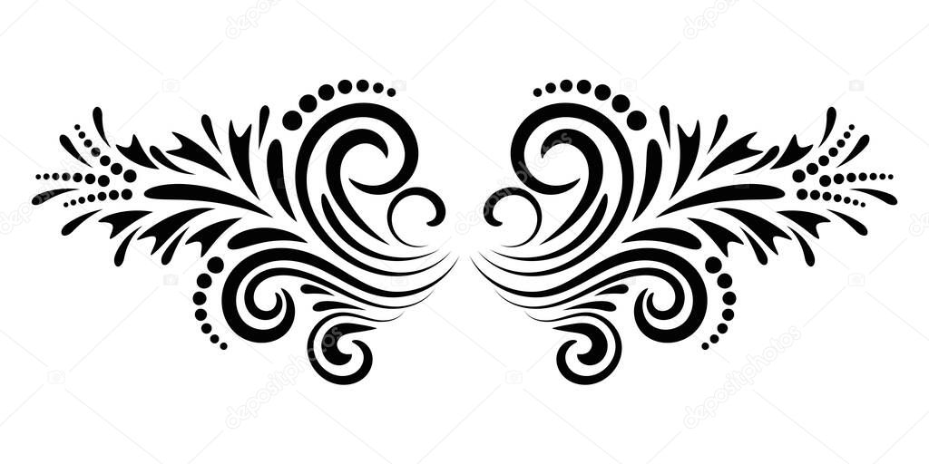 Abstract curly element for design, swirl, curl, divider. Vector illustration.  
