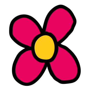 Karikatür karalama çiçeği beyaz arka planda izole edilmiş. Vektör illüstrasyonu. 