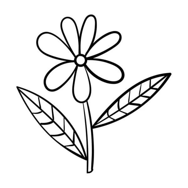 Beyaz Arka Planda Yaprakları Olan Karikatür Çiçekleri Vektör Illüstrasyonu — Stok Vektör