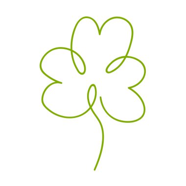 Güzel çizgi film ince yonca çizgisi. Beyaz arka planda izole edilmiş bitkisel yoncalı kesintisiz bir çizgi sanatı. Vektör illüstrasyonu. 