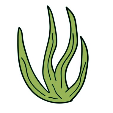 Beyaz arka planda izole edilmiş sevimli karikatür deniz yosunu. Su altı doğası. Vektör illüstrasyonu. 