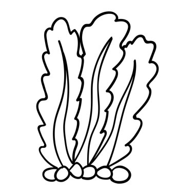 Beyaz arka planda izole edilmiş sevimli karikatür deniz yosunu. Su altı doğası. Vektör illüstrasyonu. 