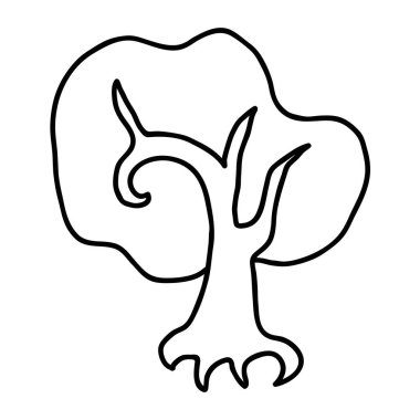 Karikatür karalama ağacı beyaz arkaplanda izole edilmiş. Vektör illüstrasyonu.