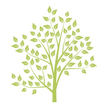 Beyaz arka planda izole edilmiş yeşil ağaç. Vektör illüstrasyonu.