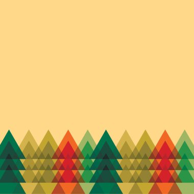 Yılbaşı ağaçları, ladin ve metin için boş alan kartı. Vektör illüstrasyonu.