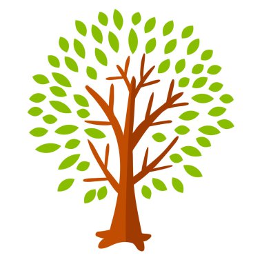 Çizgi film yeşil ağacı beyaz arka planda izole edilmiş. Vektör illüstrasyonu.