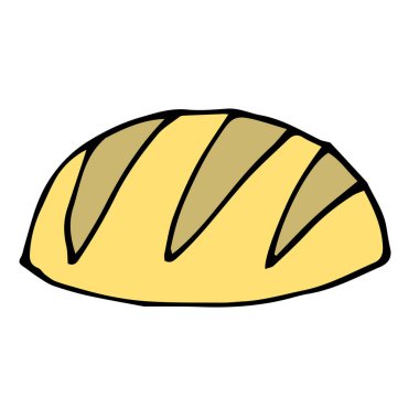 Çizgi film beyaz arka planda izole edilmiş doğrusal beyaz ekmek. Vektör illüstrasyonu.