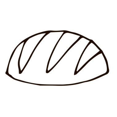 Çizgi film beyaz arka planda izole edilmiş doğrusal beyaz ekmek. Vektör illüstrasyonu.