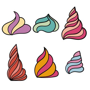 Pasta için krema. Dondurmalı dondurma. Vektör illüstrasyonu.  