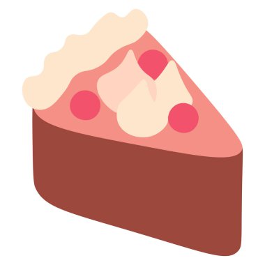 Beyaz arka planda izole edilmiş çikolatalı pasta parçası. Vektör illüstrasyonu.