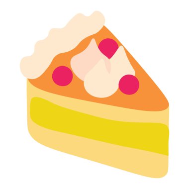 Beyaz arka planda izole edilmiş bir parça kek. Vektör illüstrasyonu.