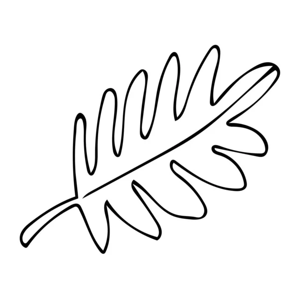 Κινούμενα Σχέδια Γραμμική Doodle Φύλλα Φοίνικα Απομονώνονται Λευκό Φόντο Εικονογράφηση — Διανυσματικό Αρχείο