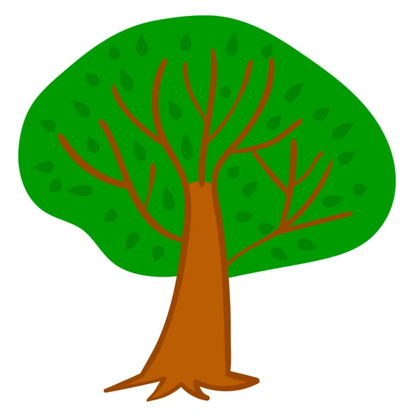 Desen Animat Verde Copac Izolat Fundal Alb Ilustrație Vectorială — Vector de stoc