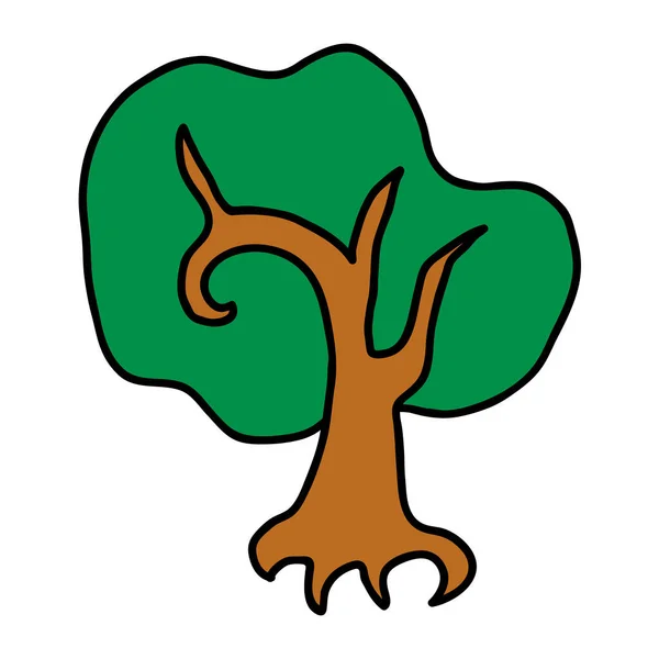 Árbol Garabatos Dibujos Animados Aislado Sobre Fondo Blanco Ilustración Vectorial — Archivo Imágenes Vectoriales