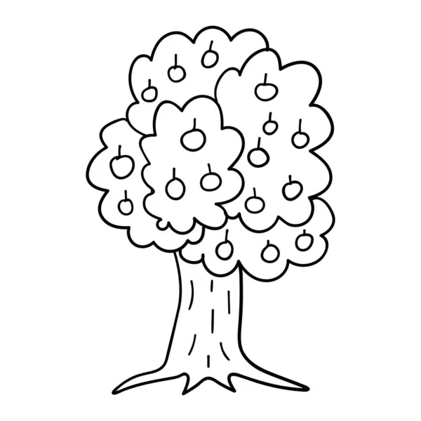 白い背景に隔離された漫画のドードルリンゴの木 ベクターイラスト — ストックベクタ