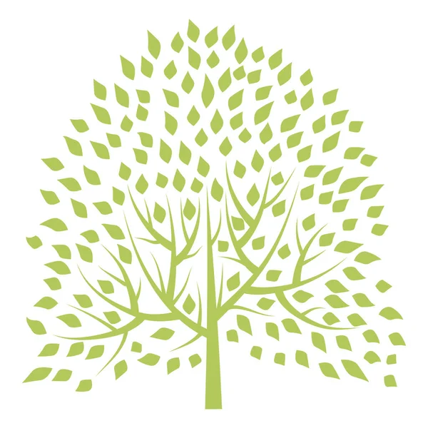 Beyaz arka planda izole edilmiş yeşil ağaç. Vektör illüstrasyonu.