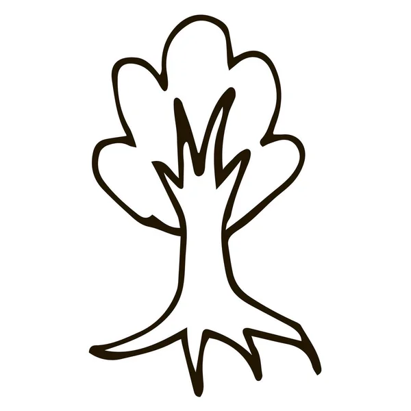 Cartone Animato Doodle Albero Verde Isolato Sfondo Bianco Illustrazione Vettoriale — Vettoriale Stock