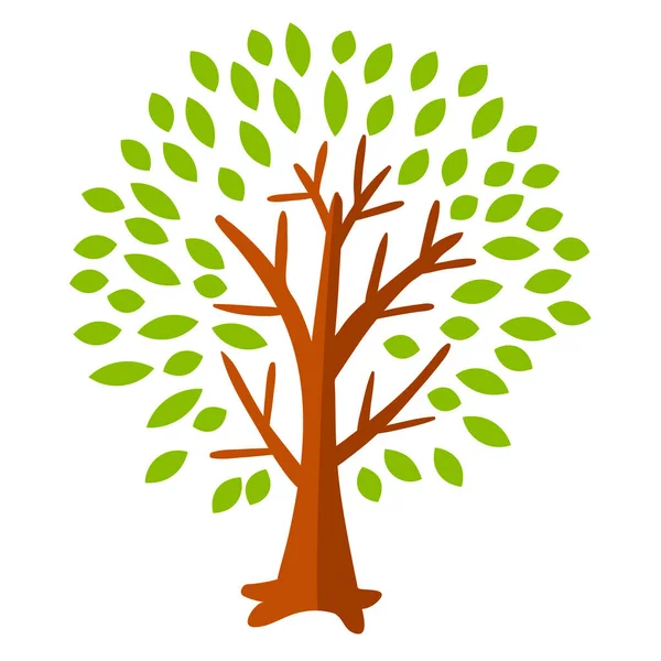 Çizgi film yeşil ağacı beyaz arka planda izole edilmiş. Vektör illüstrasyonu.