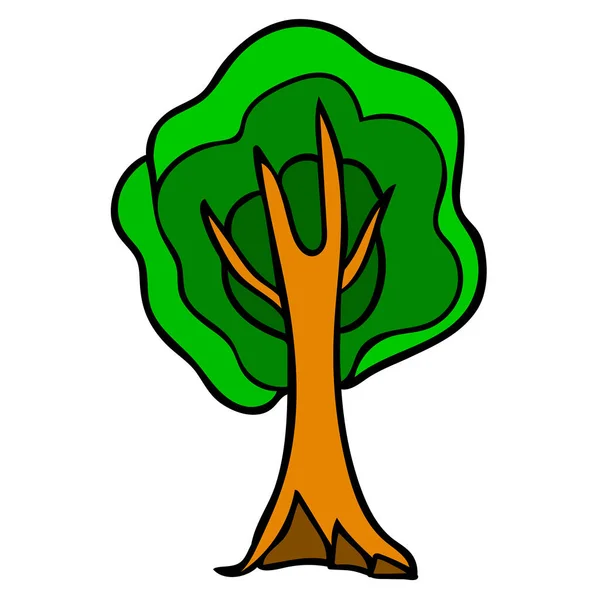 Cartoon Doodle Albero Isolato Sfondo Bianco Illustrazione Vettoriale — Vettoriale Stock